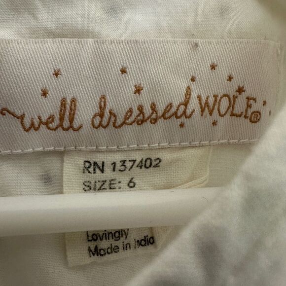 Well Dressed Wolf Girls Kids Size 6 White Black Star Dress Short Sleeve Collar - Picture 2 of 3